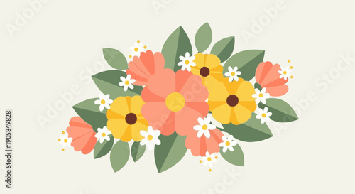Colorful Floral Arrangement with Pink Yellow Flowers.