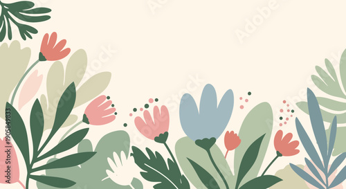 Colorful Floral Arrangement with Leaves and Flowers.