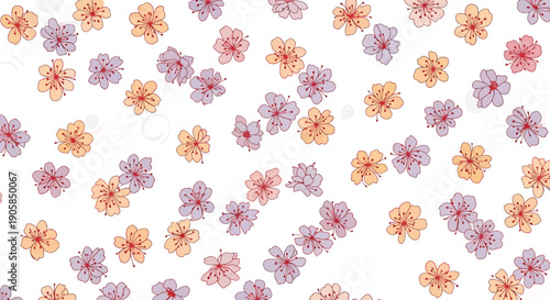 Colorful Flowers Pattern on White Background 2.