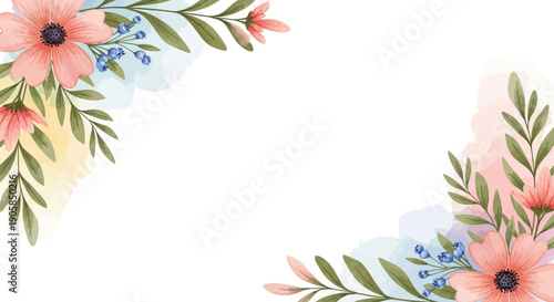 Floral Corner Border with Pink Flowers.