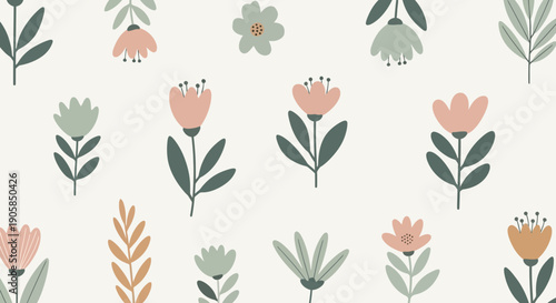 Simple Floral Pattern with Pastel Colours.
