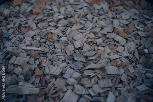 Close-up Texture of Wood Chips and Dry Leaves for Mulching