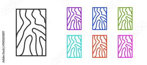 Black line Wooden beam icon isolated on white background. Lumber beam plank. Set icons colorful. Vector