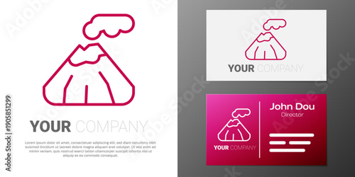 Logotype line Volcano icon isolated on white background. Logo design template element. Vector