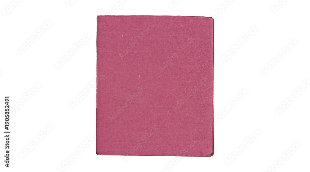 Fototapeta premium Vintage pink cardboard box side panel vertical view on white background 