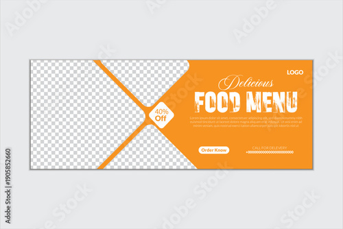 Delicious Food Menu Banner Template with 40 Percent Discount