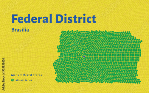 Federal District Map in Mosaic Pattern with Capital Brasília