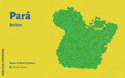 Pará Map in Mosaic Pattern with Capital Belém