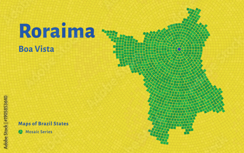 Roraima Map in Mosaic Pattern with Capital Boa Vista