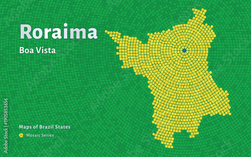Roraima Map in Mosaic Pattern with Capital Boa Vista