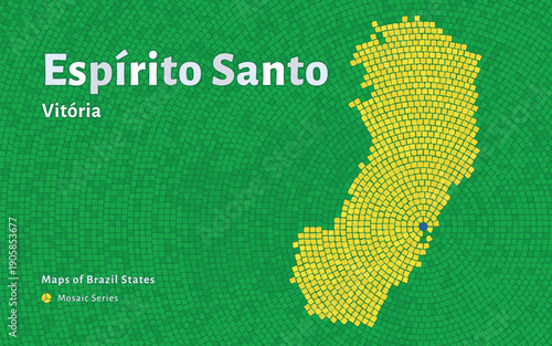 Espírito Santo Map in Mosaic Pattern with Capital Vitória