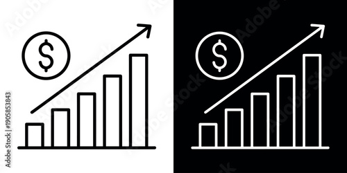 Profits icon concept in flat black and white style on clean background vector illustration design