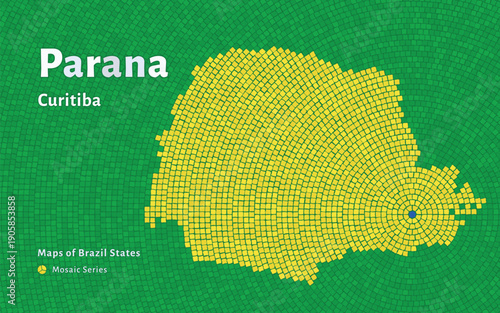Paraná Map in Mosaic Pattern with Capital Curitiba