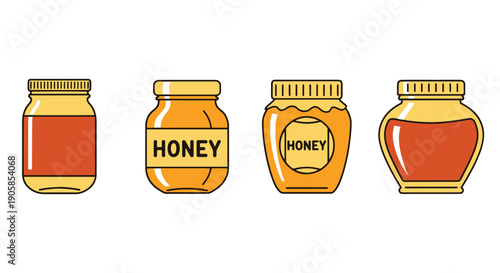 Honey Jar Line art filed color creative design