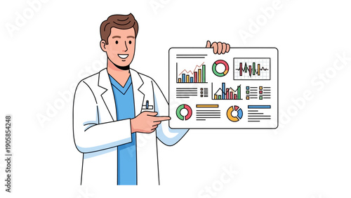 Presentation of Statistical Data: A dedicated individual in a professional setting uses data visualization for analytical insights, creating a clear understanding of complex information.