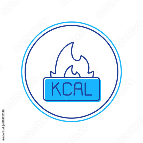 Filled outline Kcal icon isolated on isolated on white background. Health food. Vector