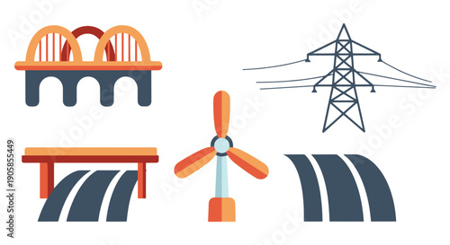 Infrastructure Line art vibrant color