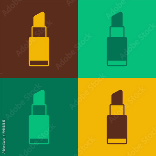 Pop art Lipstick icon isolated on color background. 8 March. International Happy Women Day. Vector