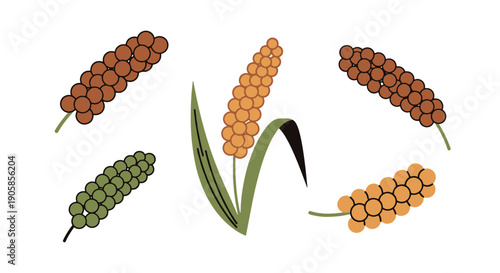 Millet Line art creative color filled design