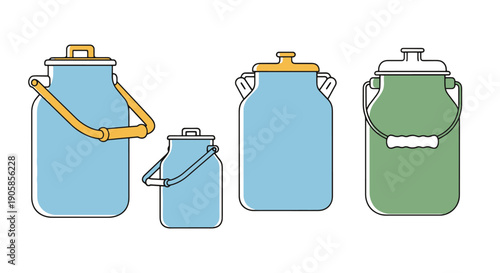 Milk Can Line art color simple design