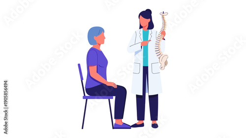 The Spine Check: A doctor is explaining a spine of a human body to the patient during a medical checkup, with a focus on treatment