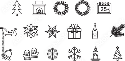 Christmas icons and symbols for holiday designs