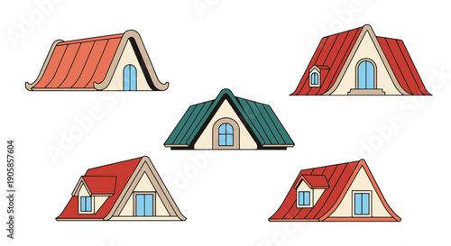 Roof Line art vector color filled abstract design