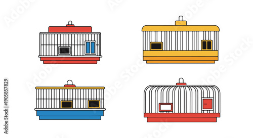 Poultry Cage Line art vibrant color