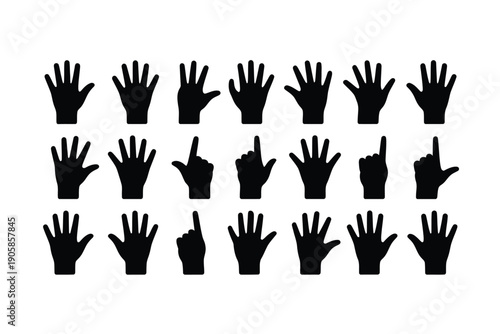 Hand silhouette icons set for communication and expression purposes
