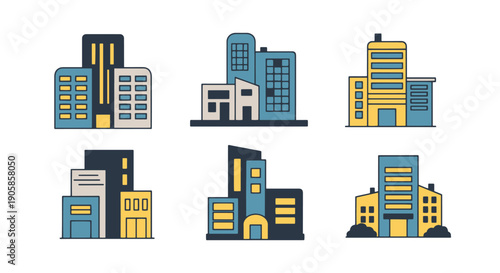 Residential Building color filled design