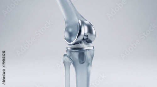 Human knee prosthesis or artificial knee joint. Concept of surgical replacement for medical patient and orthopedic surgery technology.