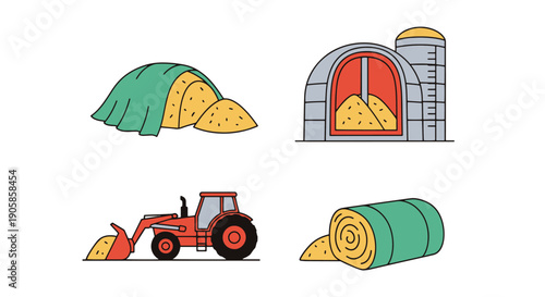 Silage Line art filled flat design