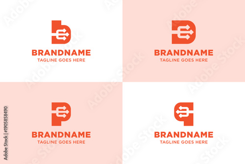 Letter B D P Q Trident Logo, symbolizing strength, authority, and sharp direction