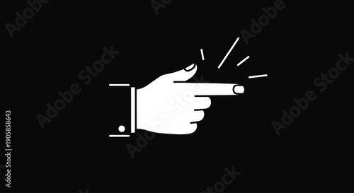 Minimalist pointing hand line art — index finger pointing right direction icon vector