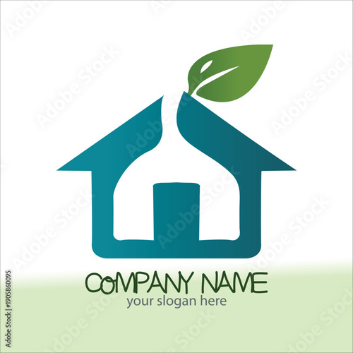 Eco leaves house logo icon design template elements