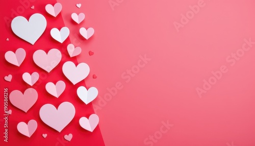 Colorful Hearts in Various Sizes on Pink Background for Valentine's Day Celebration