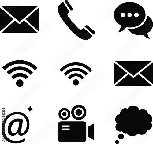 Set of wifi and communication signal icons for internet connection