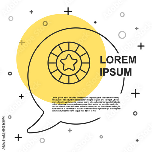 Black line Casino chips icon isolated on white background. Casino gambling. Random dynamic shapes. Vector