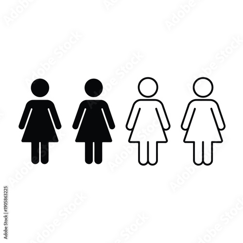 Four simple female gender symbols in black and white illustration