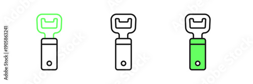 Set line Bottle opener icon isolated on white background. Vector