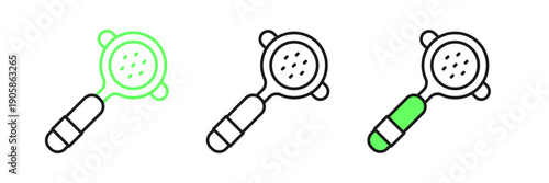 Set line Coffee filter holder icon isolated on white background. Vector