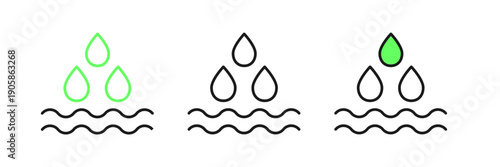Set line Water drop icon isolated on white background. Vector