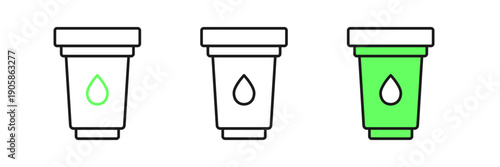 Set line Water filter cartridge icon isolated on white background. Vector