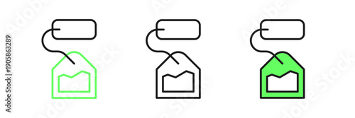 Set line Tea bag icon isolated on white background. Vector