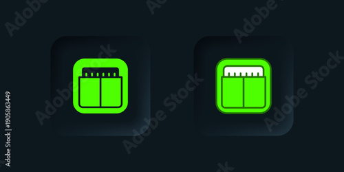 Green Sport mechanical scoreboard and result display icon isolated on black background. Black square button. Vector