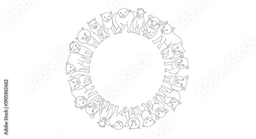 cartoon animal faces circle