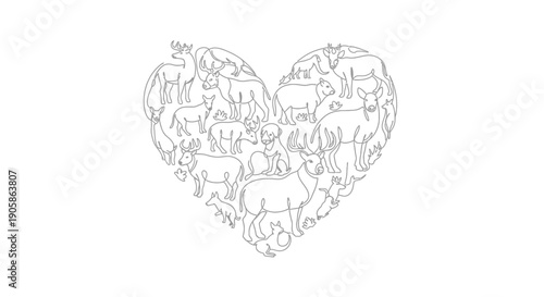 heart shape animal line art