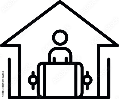 Person with luggage standing in front of a house