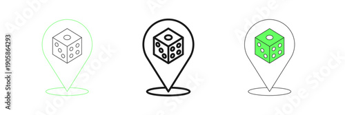 Set line Game dice icon isolated on white background. Casino gambling. Vector