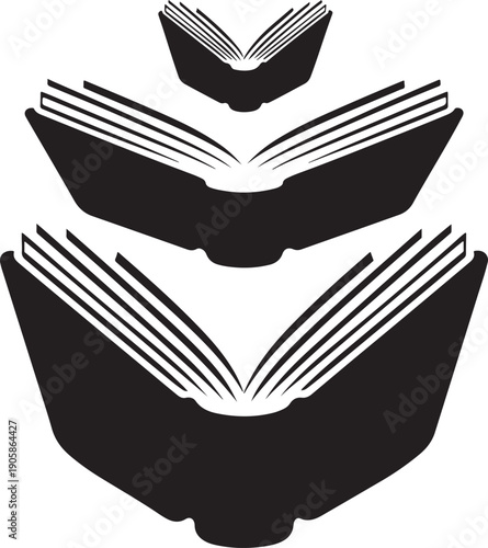 Open Book Icons Set – Minimal Education Reading Silhouette Vectors